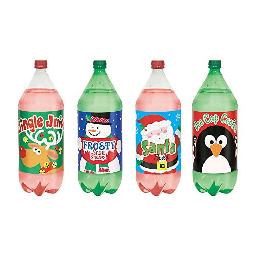Christmas Holiday Soda Bottle Labels, 4ct