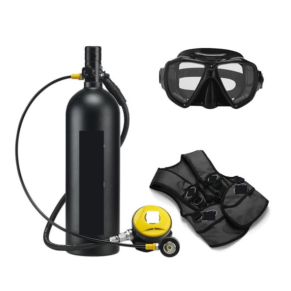 2L Diving Respirator Diving Equipment Aluminum Bottle Gas Cylinder Adult Swimming Snorkeling Snorkel Residual Pressure Gauge