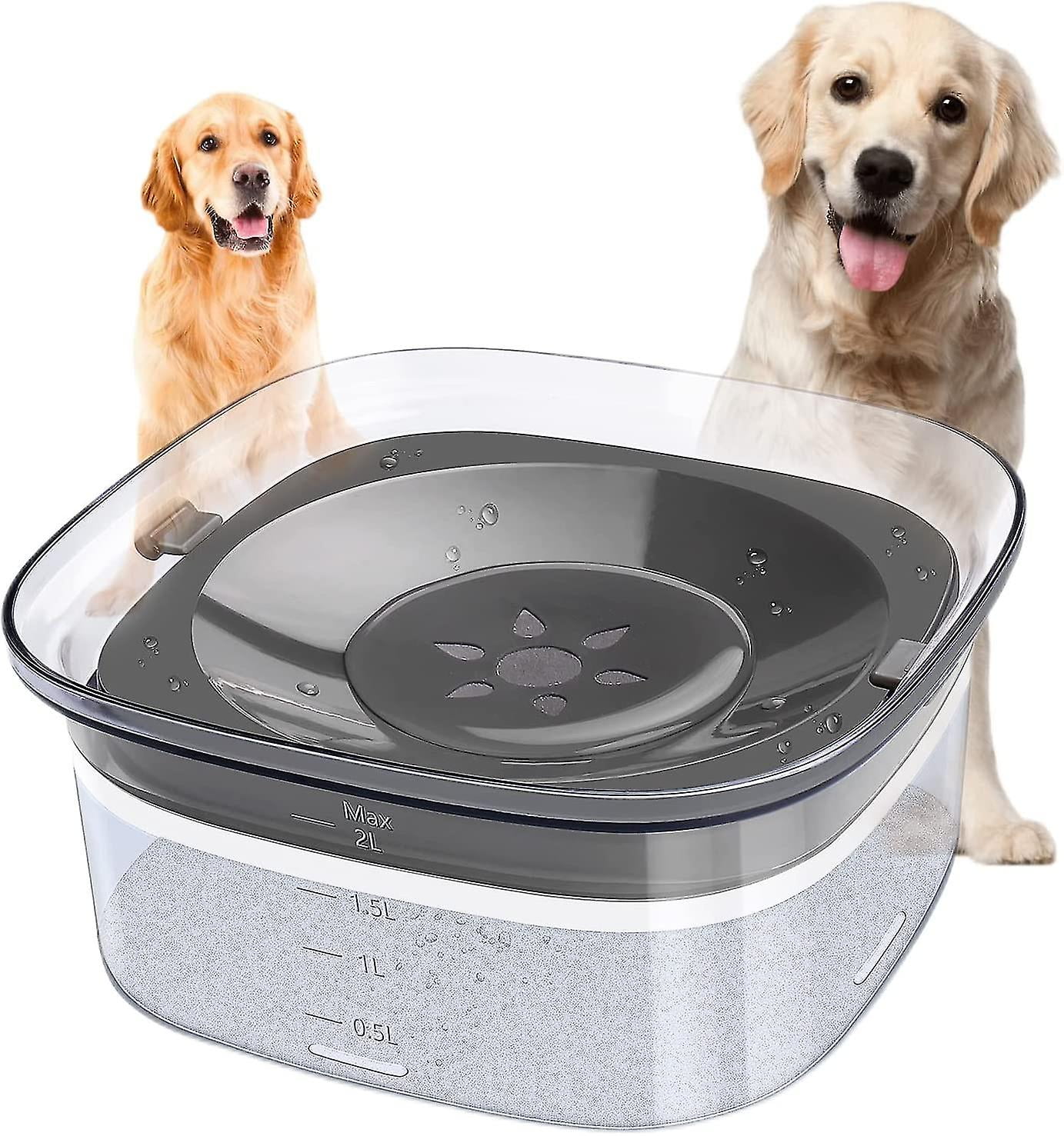 2L Dog Water Bowl Large Capacity Spill Proof Dog Bowl with Slow Water Feeder Anti Choking Design Walmart