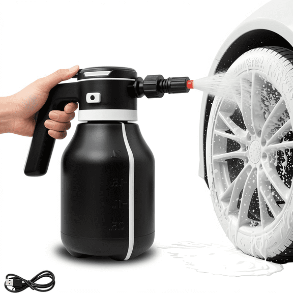 2L Electric Foam Sprayer, Cordless Rechargeable Foam Cannon for Car Wash and Detailing, Portable with Long-Lasting , Black