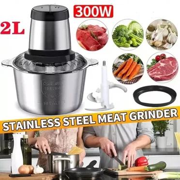 2L Electric Food Chopper Electric Stainless Steel Processor Meat Grinder Mixer