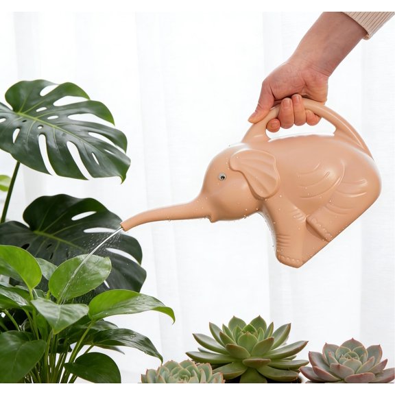 2L Elephant Watering Can, Plastic Watering Kettle with Ergonomic Handle, Long Mouth Patio Sprinkling Watering Bottle Pot for Home Garden Lawn Yard