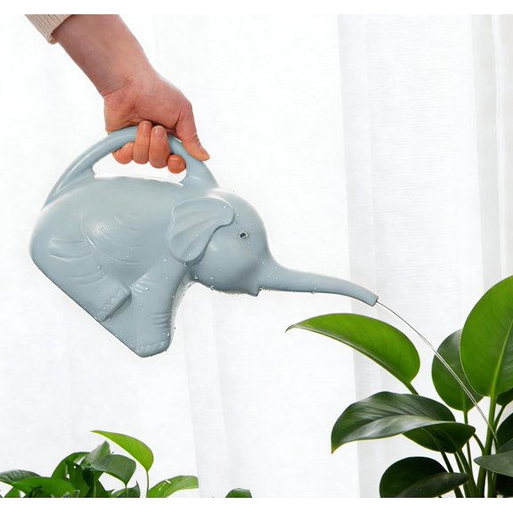 2L Elephant Watering Can, Plastic Watering Kettle with Ergonomic Handle, Long Mouth Patio Sprinkling Watering Bottle Pot for Home Garden Lawn Yard