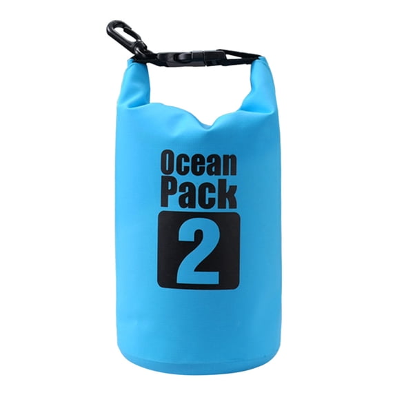 2L Foldable Waterproof Dry Bag, Durable PVC Mesh Fabric Bucket Pouch, Portable Outdoor Storage Bag for Swimming, Rafting and Kayaking Essentials, Blue