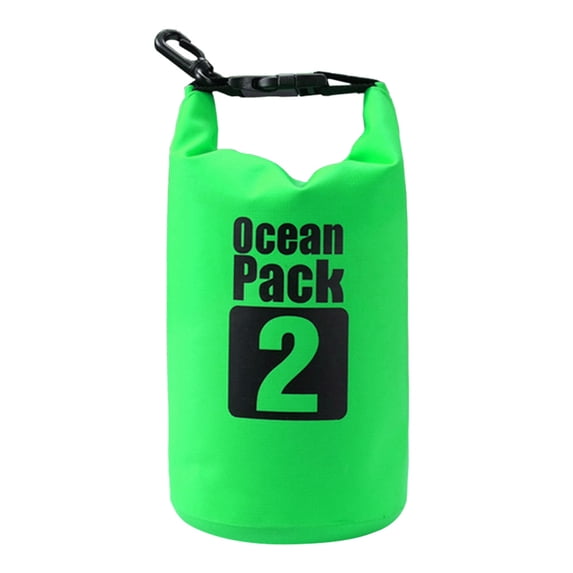 2L Foldable Waterproof Dry Bag, Durable PVC Mesh Fabric Bucket Pouch, Portable Outdoor Storage Bag for Swimming, Rafting and Kayaking Essentials, Green