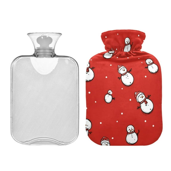 2L Fully Printed Hot Water Bottle Cover + Hot Water Bottle For Hot & Cold Compresses Cartoon Snowman