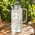 thumbnail image 1 of 2L Glass Water Pitcher, Large Capacity Cold Water Carafe, Borosilicate Glass Jug with Stainless Steel Lid, for Home Office Party, 1 of 7