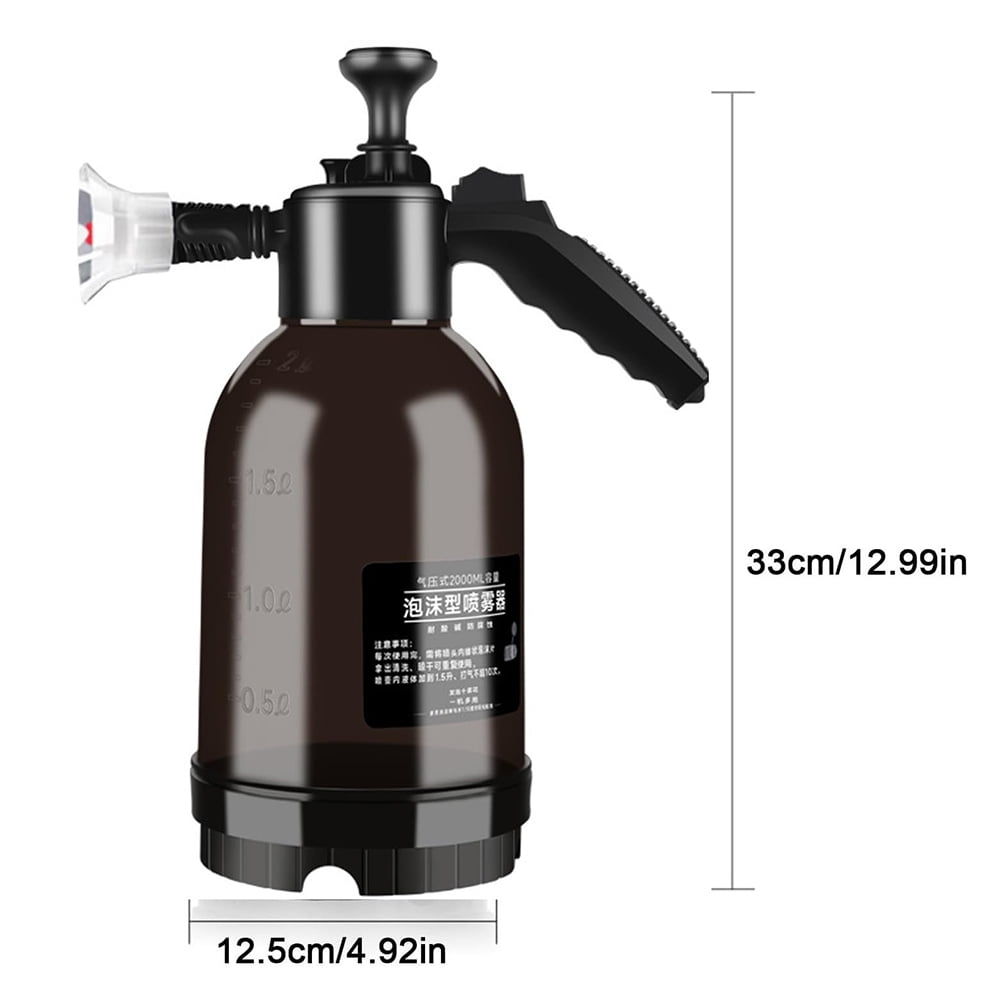 2L Hand Pressure Snow Foam Sprayer Water Sprayer Pump Foam Sprayer Hand Pressurized Soap Sprayer for Car Cleaning and Garden Use (Black)
