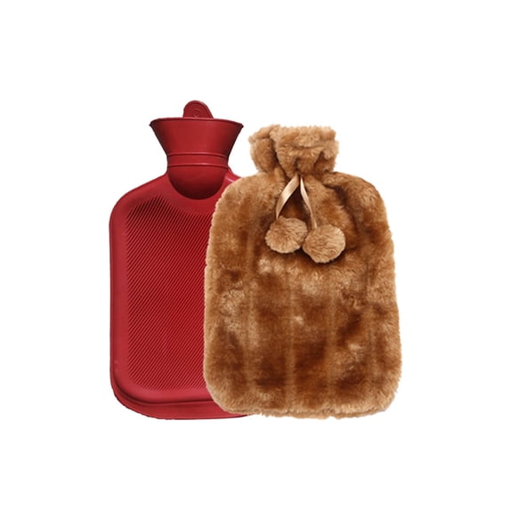 2L Hot Water Bottle with Removable Cloth Cover, PVC Rubber Bottle for ...