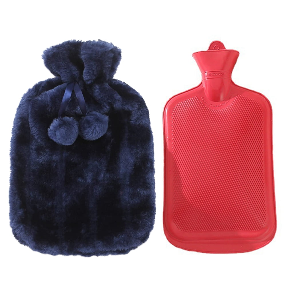 2L Hot Water Bottle with Cover, Hot Water Bag for Pain Relief, PVC Hand