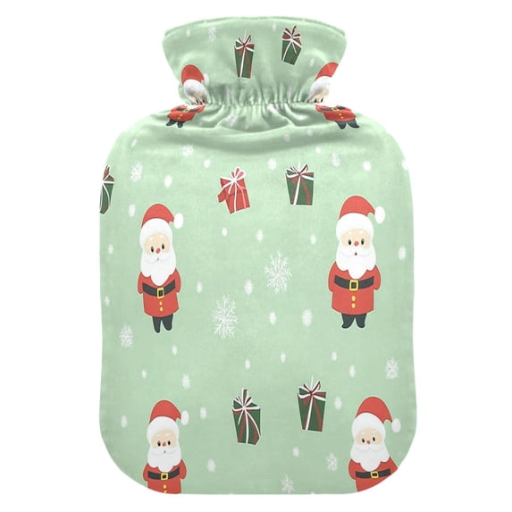 2L Hot Water Bottle with Soft Velvet Cover PVC Hot Water Bag for Pain Relief Long-Lasting Warmth Cute Christmas Pattern