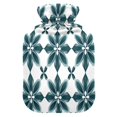 thumbnail image 1 of 2L Hot Water Bottle with Soft Velvet Cover PVC Hot Water Bag for Pain Relief Long-Lasting Warmth Dark Green Geometric Flowers, 1 of 8
