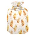 thumbnail image 1 of 2L Hot Water Bottle with Soft Velvet Cover PVC Hot Water Bag for Pain Relief Long-Lasting Warmth Yellow and Cream Chicks, 1 of 8