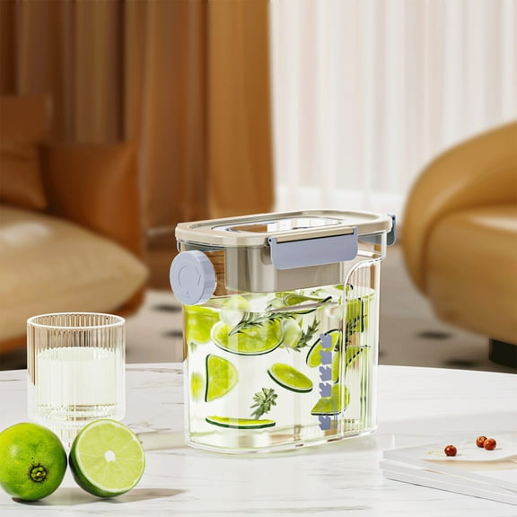 2L Large Capacity Beverage Dispenser Pitcher | Cold Brew Tea & Fruit Infuser Water Jug | Leak-Proof Portable Drink Container with Handle & Measuring Cup | White, Gray, Green Options