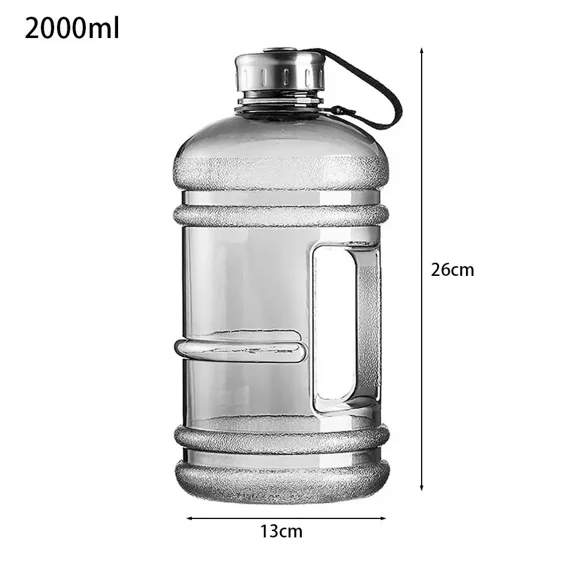 2L Large Capacity PETG Sports Water Bottle with Handle Portable Shaker Drink Bottle for Fitness Outdoor Travel