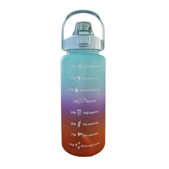 Keyboard Color Gradient 2L Large Sports Bottles Gradient Color Frosted Leakproof Water Bottle ...