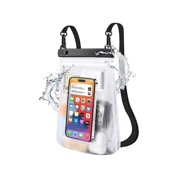 2L Large Waterproof Phone Pouch - [Oversized] [Floating] Waterproof Pouch for iPhone Galaxy Google and More, IPX8 Waterproof Dry Bag for Beach Vacation Belongings White