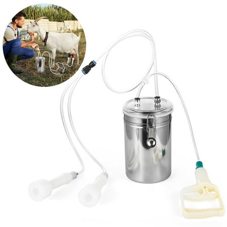 2L Manual Milking Machine, Effort-Saving Goat Milking Device, Sheep Cow Hand Vacuum Pump Goat Cow Milking Machine, Portable Milking Kit for Milk Plant Farm