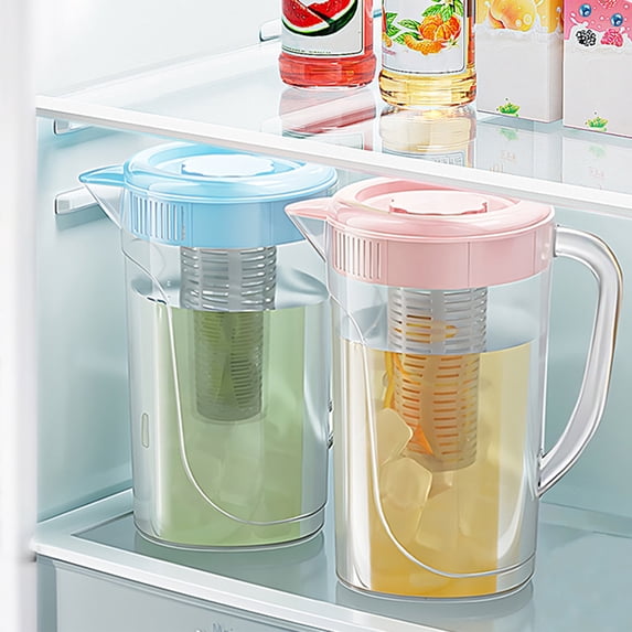 2L Plastic Iced Tea Pitcher with Lid – Wide Mouth Drink Container for ...