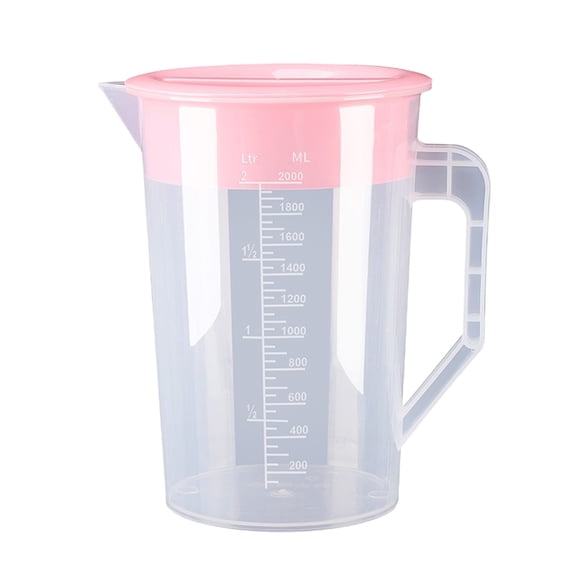 2L Plastic Water Pitcher with Lid, Large Capacity Cold Drink Jug for Iced Tea Juice Milk Tea Office Home, Pink, 67.63 oz