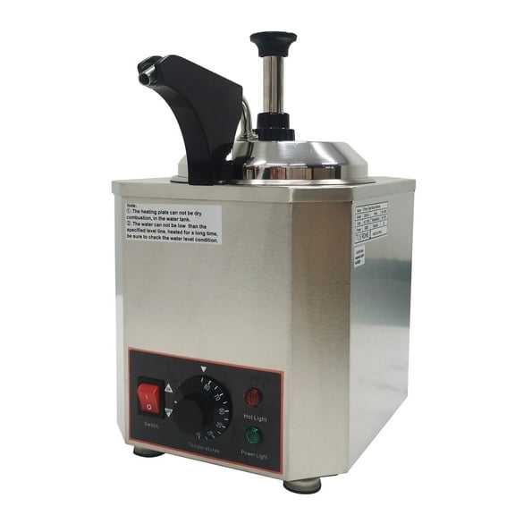 2L Pump-Type Sauce Warmer Double Head Cheese Chocolate Pump Dispenser Warming Dispensing Container