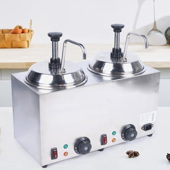 2L Silver Free Standing Hot Fudge Caramel Warmer Food-Grade Nacho Cheese Dispenser with 2 Pump