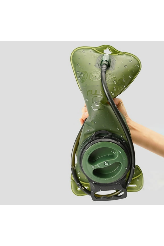 2L Sports Hydration Backpack Water Bladder | Foldable Portable TPU Water Reservoir | Leakproof Bite Valve Long Tube | Outdoor Camping Hiking Cycling Running | Green | 41x19x3cm