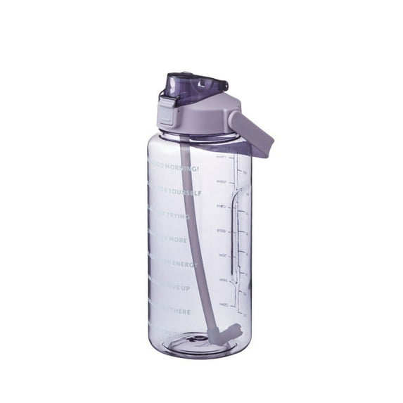 2L Sports Water Bottle with Straw Time Marker - Large Capacity Fitness Jug Gym Outdoor