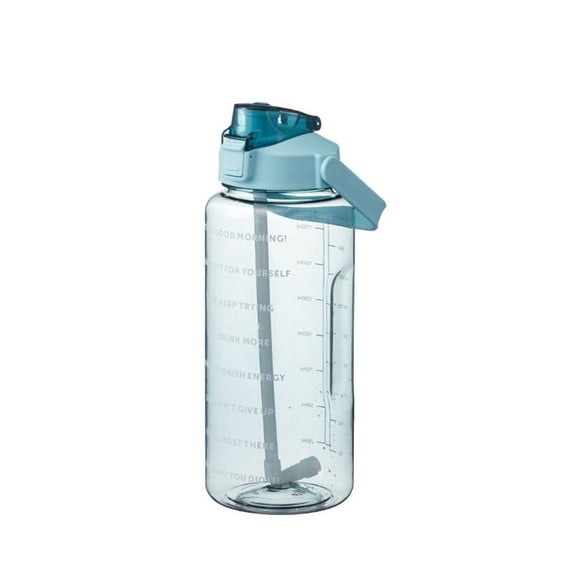 2L Sports Water Bottle with Straw Time Marker - Large Capacity Fitness Jug Gym Outdoor
