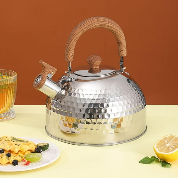 2L Stainless Steel Tea Kettles, Whistling Tea Kettle Teapot with Cool Grip for Boiling Water, Coffee, Tea, Milk, Flat Bottomed for Gas Induction Cooker Boil Water, Silver