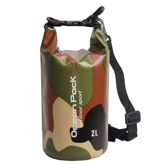 2L with Strap Camo 500D Tarpaulin Heavey-Duty PVC Water Proof Dry Bag Sack for Kayaking / Boating / Canoeing / Fishing / Rafting / Swimming / Camping / Snowboarding