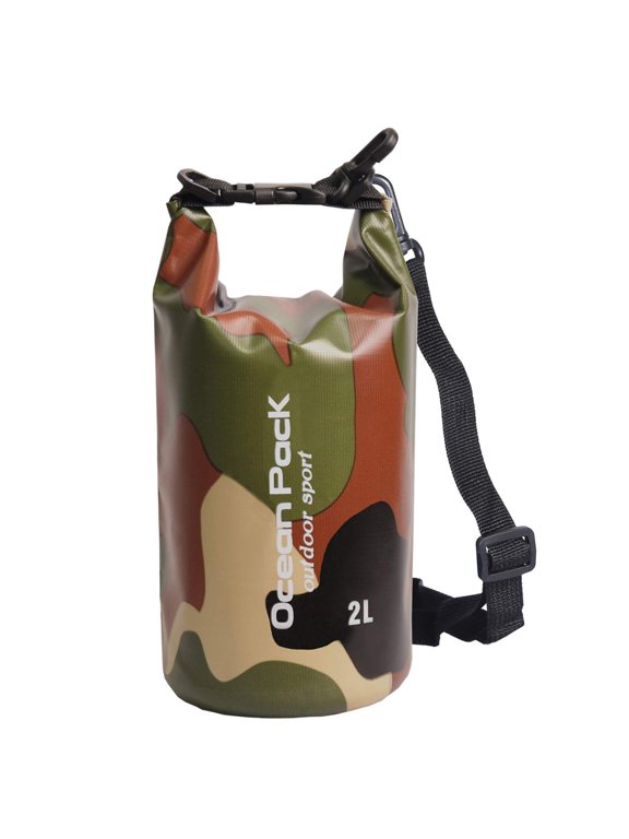 2L with Strap Camo 500D Tarpaulin Heavey-Duty PVC Water Proof Dry Bag Sack for Kayaking / Boating / Canoeing / Fishing / Rafting / Swimming / Camping / Snowboarding