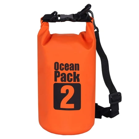 2L with Strap Orange 500D Tarpaulin Heavey-Duty PVC Water Proof Dry Bag Sack for Kayaking / Boating / Canoeing / Fishing / Rafting / Swimming / Camping / Snowboarding