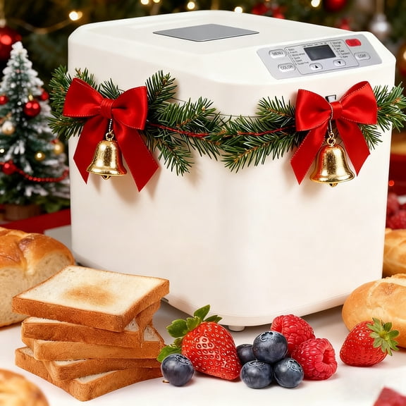 2LB 12-in-1 Bread Maker - Gluten-Free Setting Nonstick Pan Digital Display White US Plug