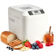 2LB Bread Maker, 12-In-1 Functionality, Gluten-Free Option, Nonstick Baking Pan, Two Loaf Sizes, 13-Hour Delay And 1-Hour Keep Warm Feature White