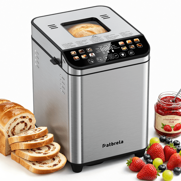 25-in-1 Bread Maker Machine, 2LB Automatic Bread Making, 3 Crust Colors & 3 Loaf Sizes, 15H Timer & 1H Keep Warm, Yogurt, Jam, Cake, Rice Wine