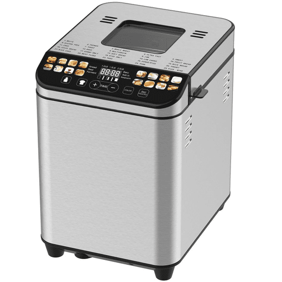 25-in-1 Bread Maker Machine, 2LB Automatic Bread Making, 3 Crust Colors & 3 Loaf Sizes, 15H Timer & 1H Keep Warm, Yogurt, Jam, Cake, Rice Wine