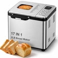 thumbnail image 1 of Bread Maker, 17-in-1  2LB Amumu Automatic Bread Machine, LCD Display, Beginner-Friendly Controls, Nonstick Pan, Delay Timer, Keep Warm, Stainless Steel, Silver, 1 of 9