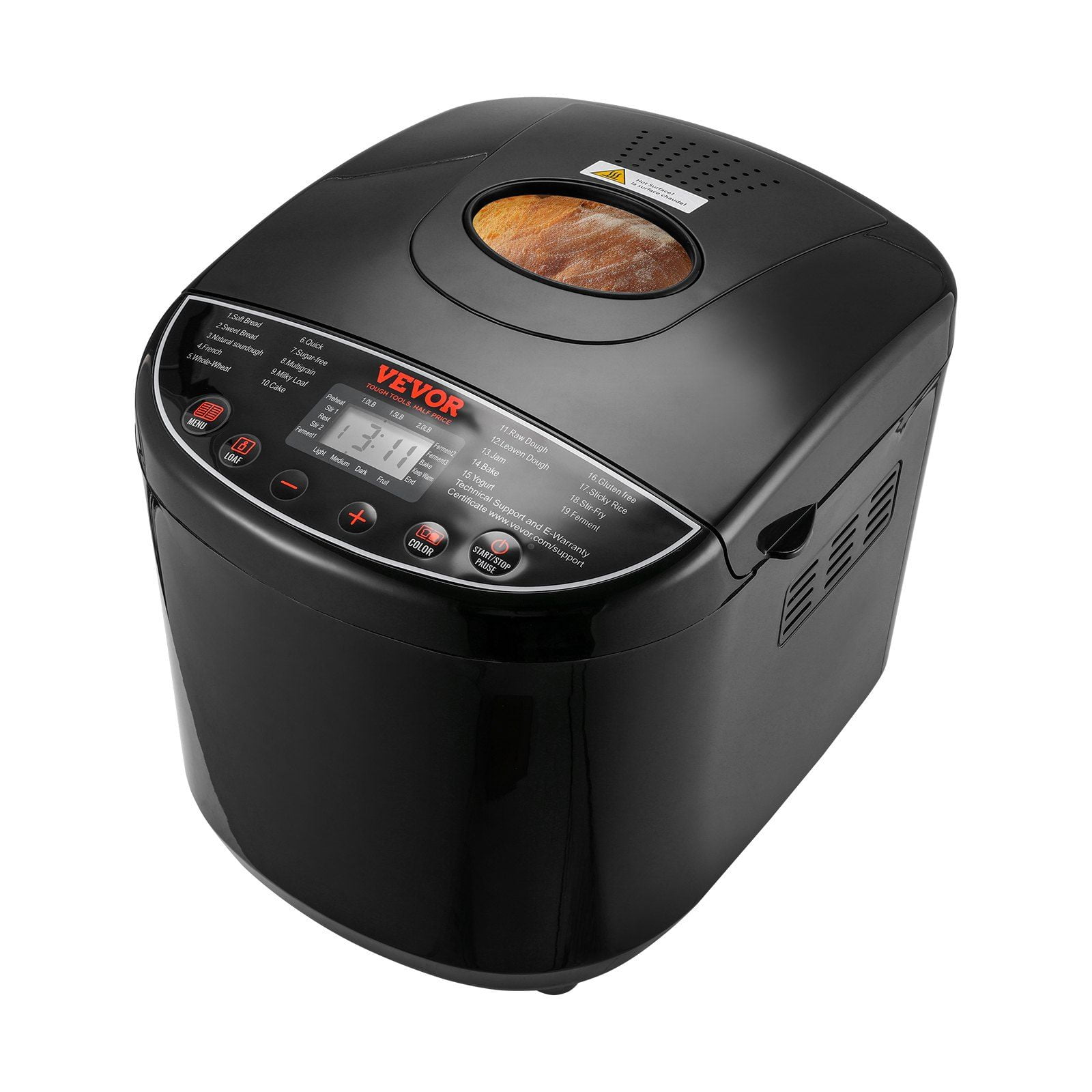 2LB Capacity 19-in-1 Automatic Bread Maker, Compact Dough Machine with ...