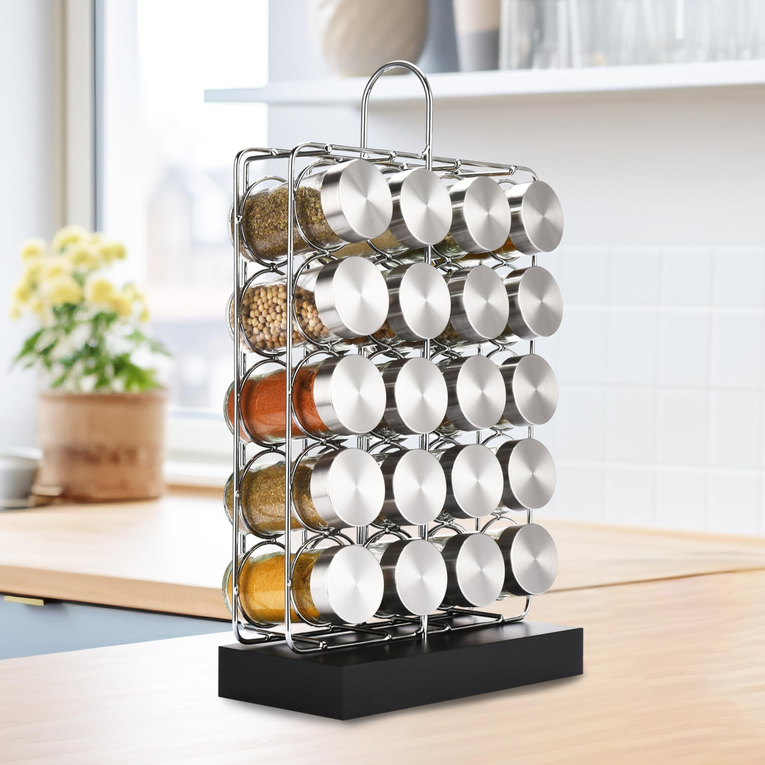 Stainless Steel Wall-Mounted Spice Rack Organizer with Adjustable Shelves