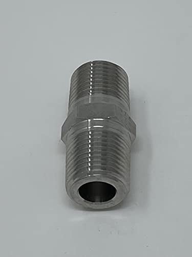 3pc 1/8" NPT Brass Hex Nipple - 1/8" Male To Male Pipe Fitting For Air, Fuel, Oil - Forged C360 Brass, 1000 PSI