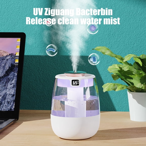 2LPortable Mini Humidifier, Quiet Cool Mist Humidifier with Humidity Display & Night Light, 20H Runtime, 2 Modes (Continuous/Intermittent), for Bedroom Office Travel Car