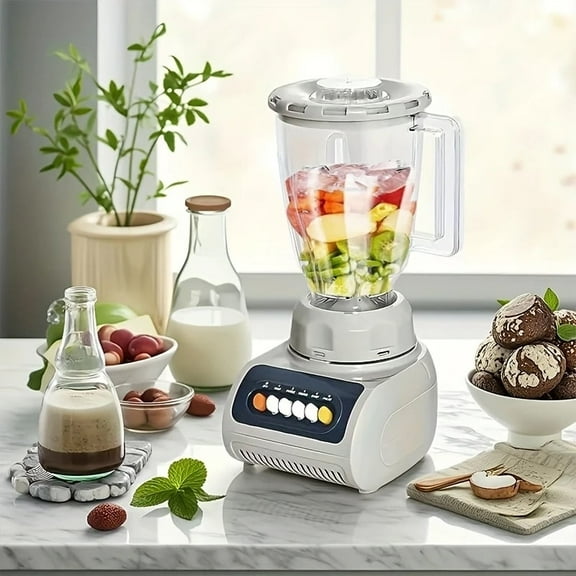 Vertical gray mixer, professional food processing machine, 1.5L household multifunctional food processing machine with stainless steel blades, suitable for meat, ice cubes, and fruits