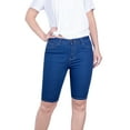 thumbnail image 1 of 2Luver, Women's, 5 Pocket Basic Ripped Denim Bermuda Jeans Shorts, Blue, 15, 1 of 3