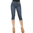 thumbnail image 1 of 2Luver, Women's, Classic Stretchy 5 Pocket Skinny Capri Jeans, Medium Blue, 5, 1 of 3