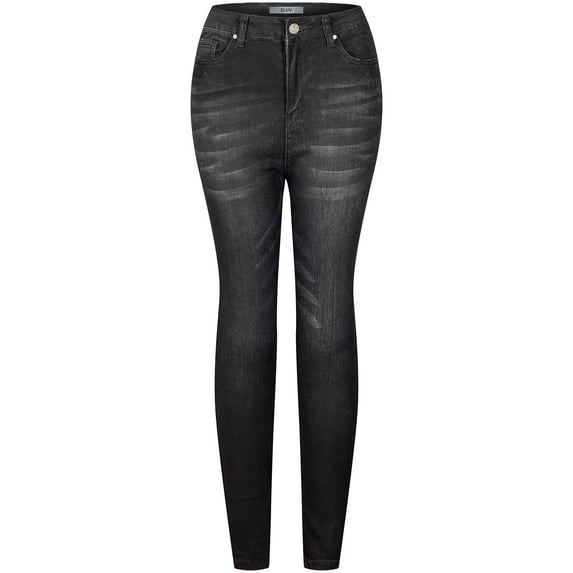 2Luver, Women's, High Waist Rise 5 Pockets Skinny Comfy Jeans Zip Button Closure, Black, 5