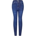 thumbnail image 1 of 2Luver, Women's, High Waist Rise 5 Pockets Skinny Comfy Jeans Zip Button Closure, Dark Blue, 9, 1 of 2