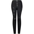 thumbnail image 1 of 2Luver, Women's, High Waist Rise Ankle 5 Pockets Skinny Comfy Jeans Zip Button Closure, Black, 11, 1 of 2