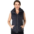 thumbnail image 1 of 2Luver, Women's, Quilted Padded Fleece Lining High Collar Vest With Zip Pockets, Zip Closure Stretchable Side Gathering, Black, 2X, 1 of 2