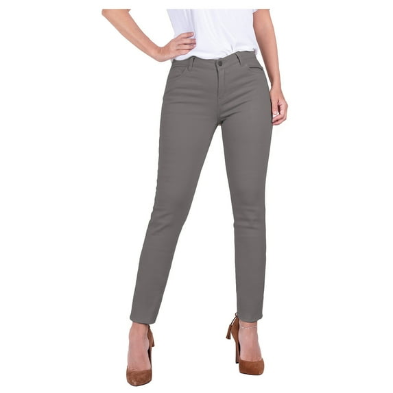 2Luver, Women's, School Uniform Pants with 5 Pocket Mid-Rise Classic Work, Grey, 5